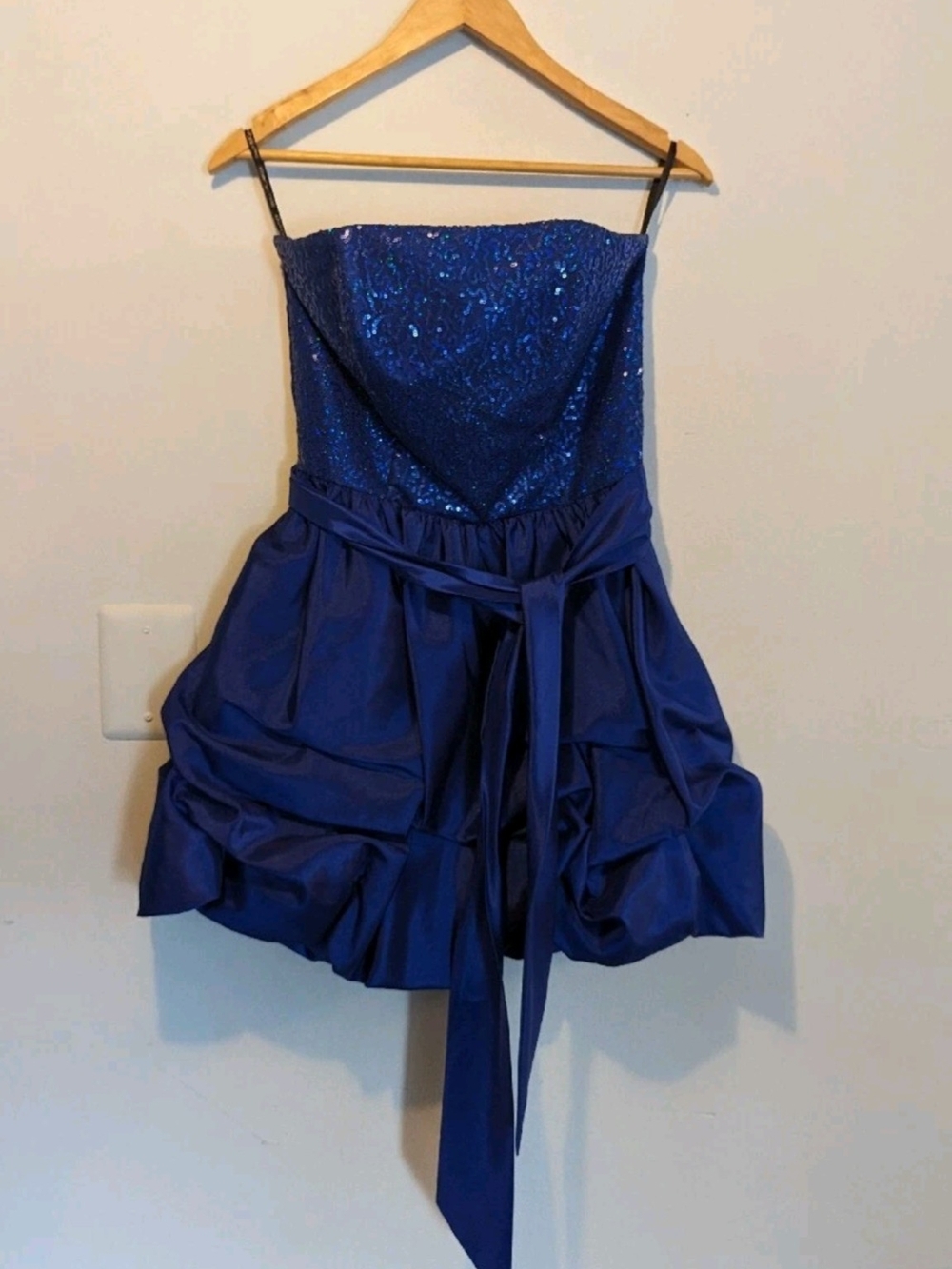 Jessica McClintock Royal Blue Strapless Sequin Bubble Mini Dress